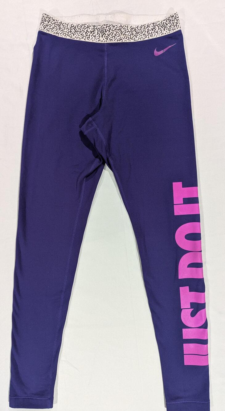 Nike Pro Leggings Womens M Purple Dri-FIT Just Do It Ankle Yoga Running